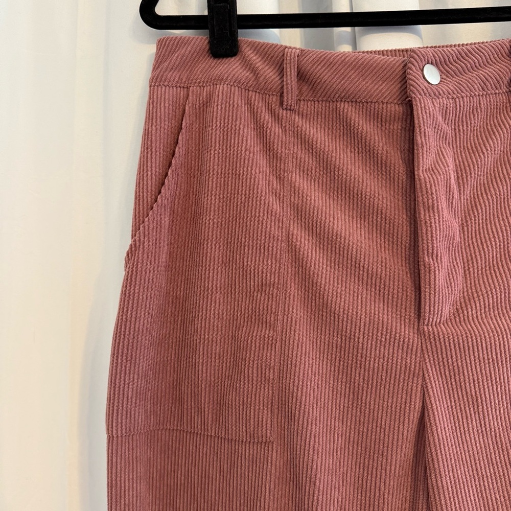 Cider Corduroy Wide Leg Pants Mauve Pink High Rise Large - Picture 4 of 7